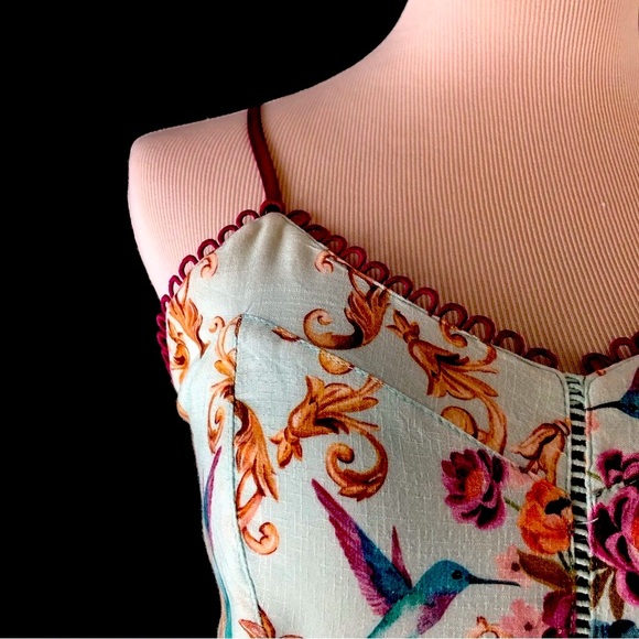 Rare Hummingbird colorful sundress with pleated bottom by anix, - Picture 5 of 6